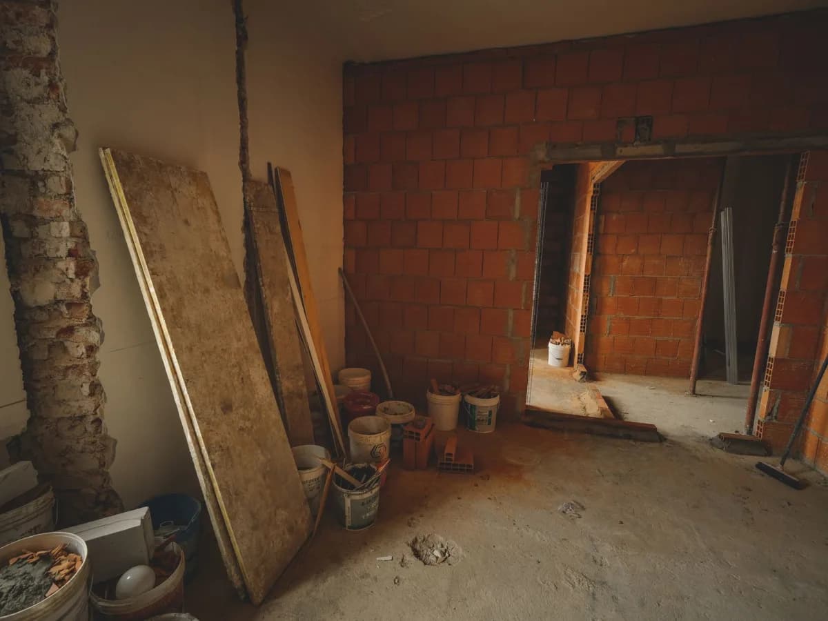 Floor covered in dust after renovation