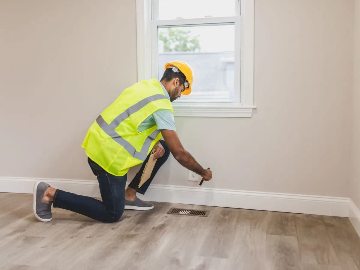 A handyman performing an assessment of the work to be done.