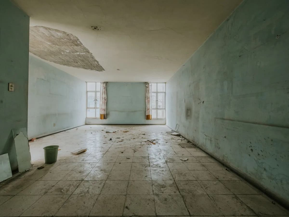 Water-stained ceiling indicating plumbing issues