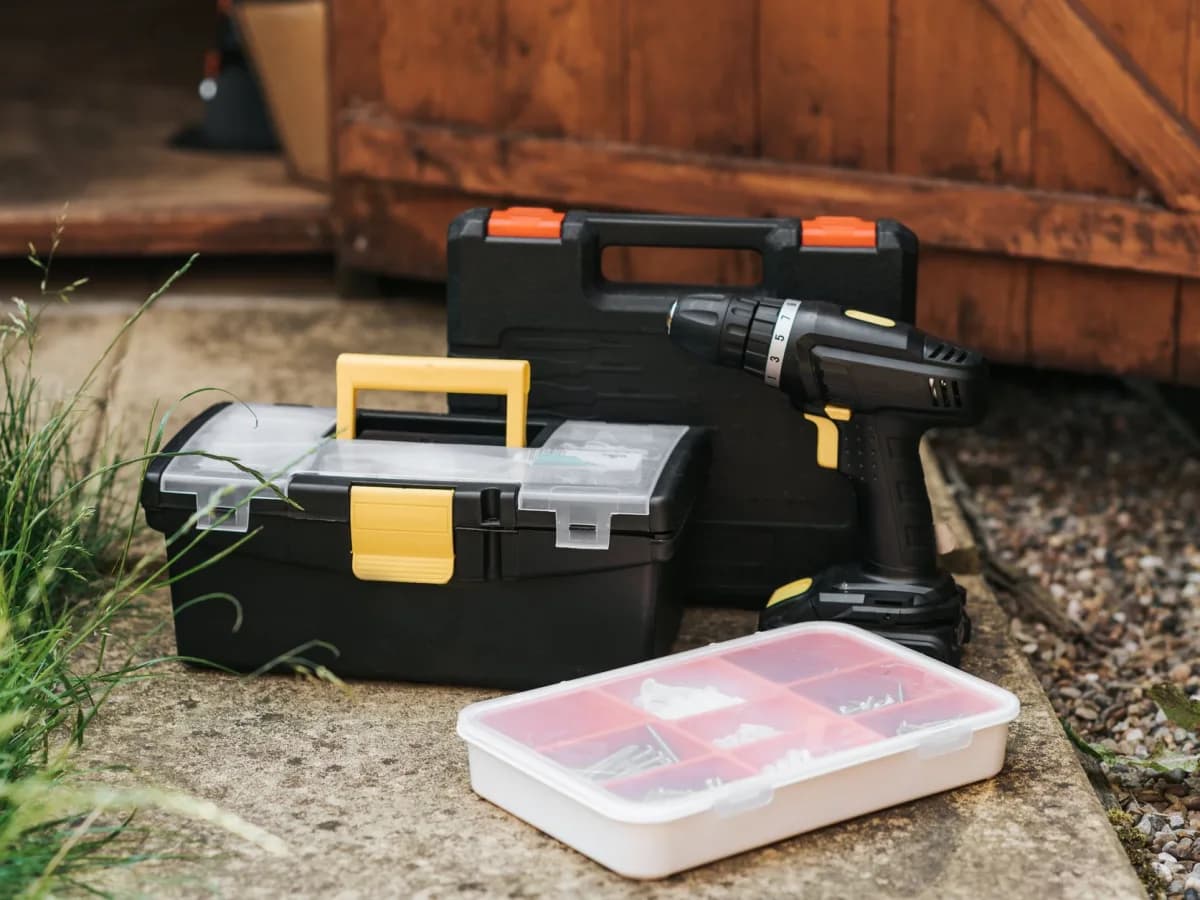 Open toolbox with tools for handyman work
