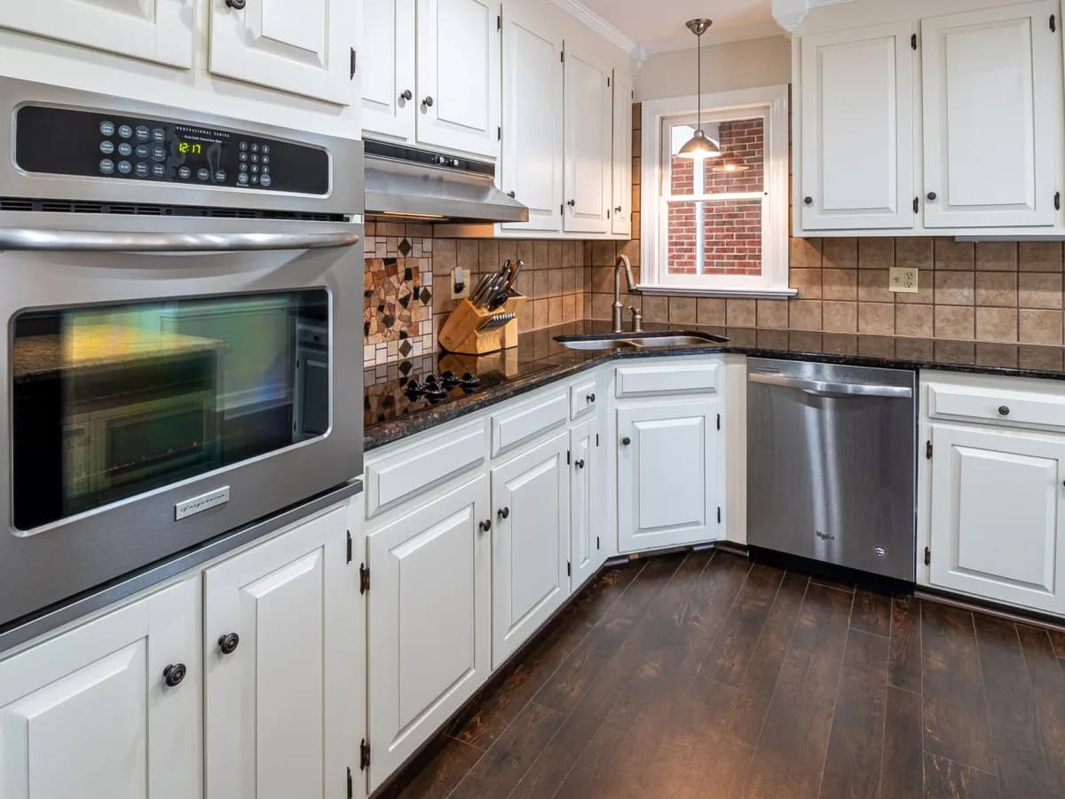 Water damage under a sink cabinet
