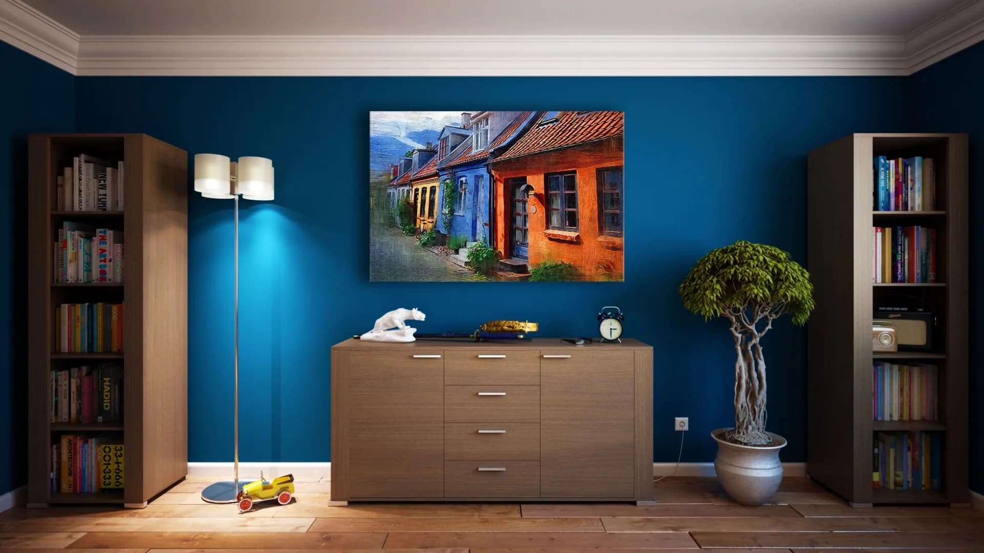 Homeowner painting a living room wall