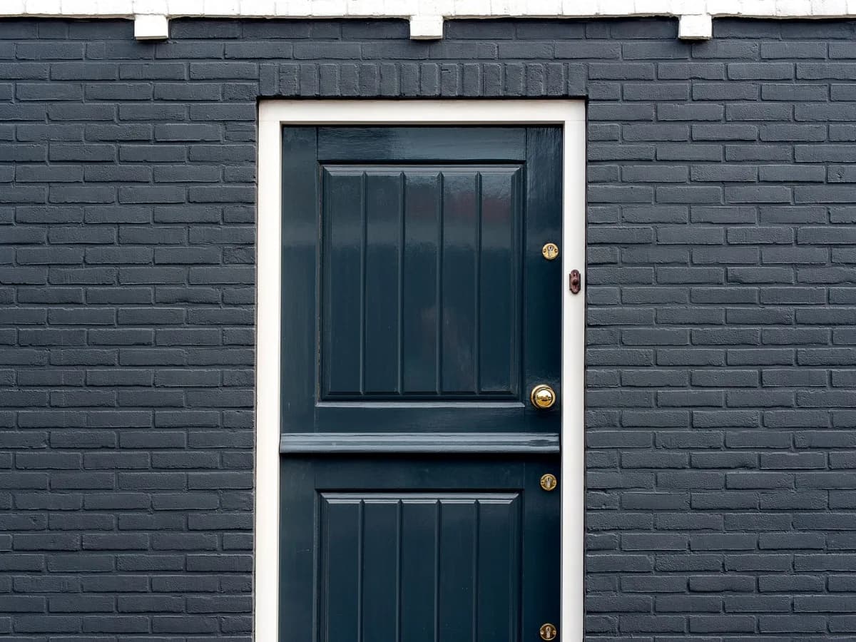 Freshly painted door in a residential entryway
