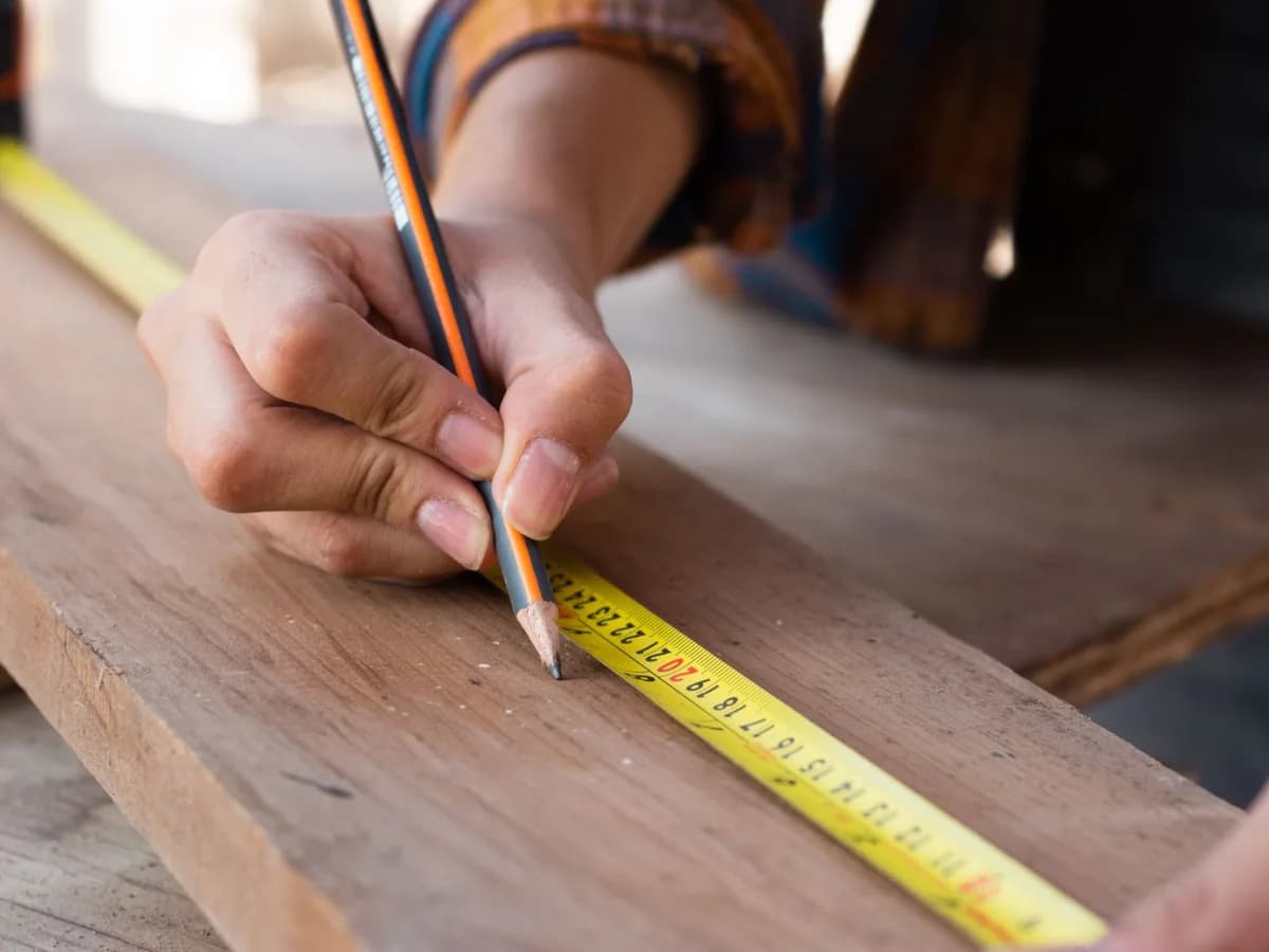 Contractor measuring a damaged fence section