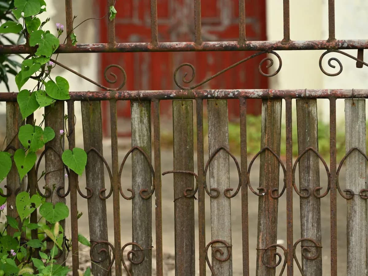 Rusty metal fence