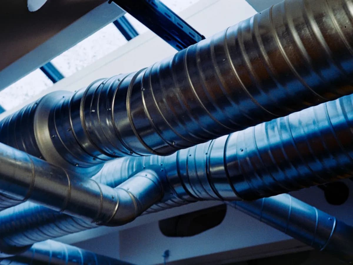 Close-up of HVAC components in a Toronto basement