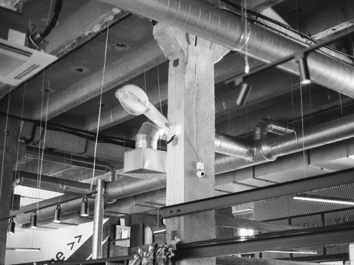 Close-up of damaged ductwork