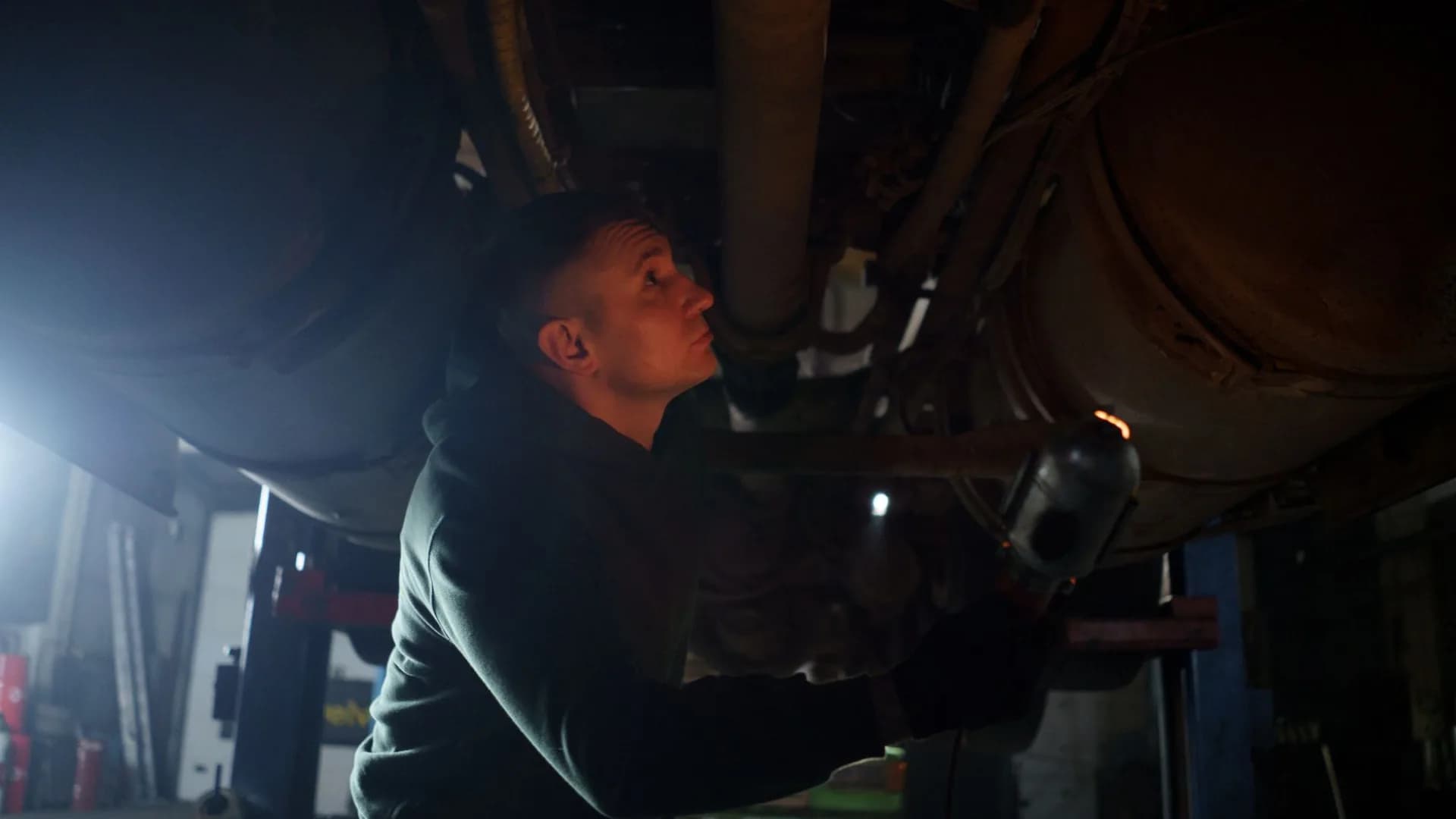 Technician inspecting residential dryer vent