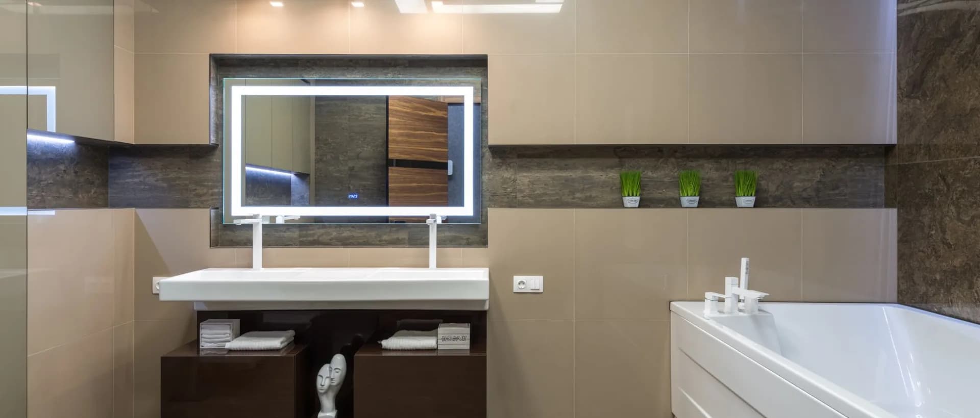 Modern bathroom with new exhaust fan installation