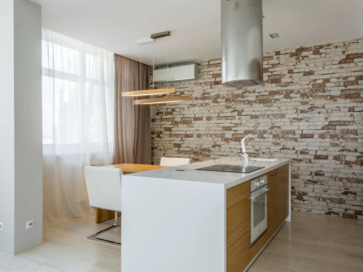 Completed stylish range hood installation