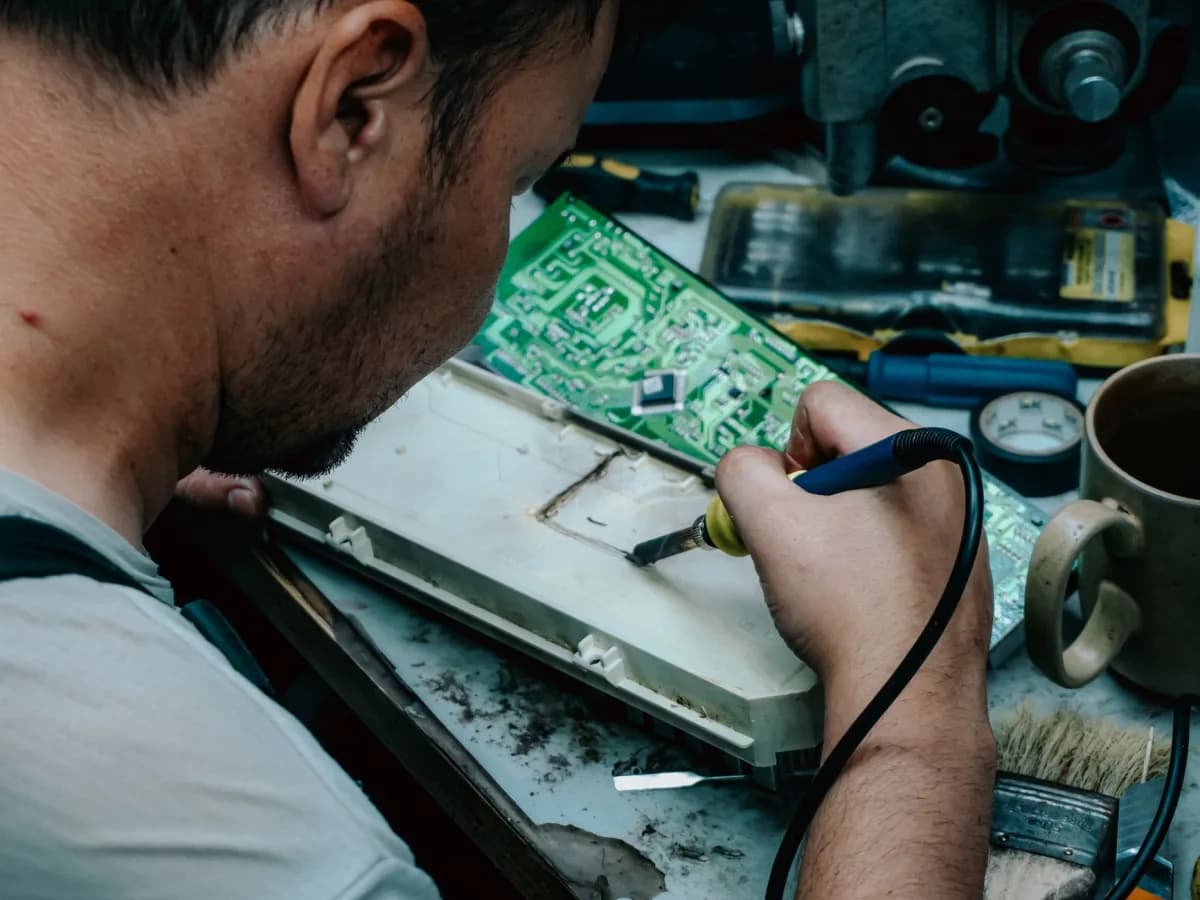 Technician working on a humidifier repair
