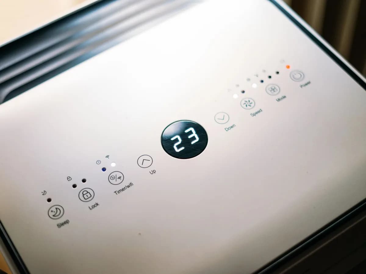 New energy-efficient humidifier installed in a bathroom
