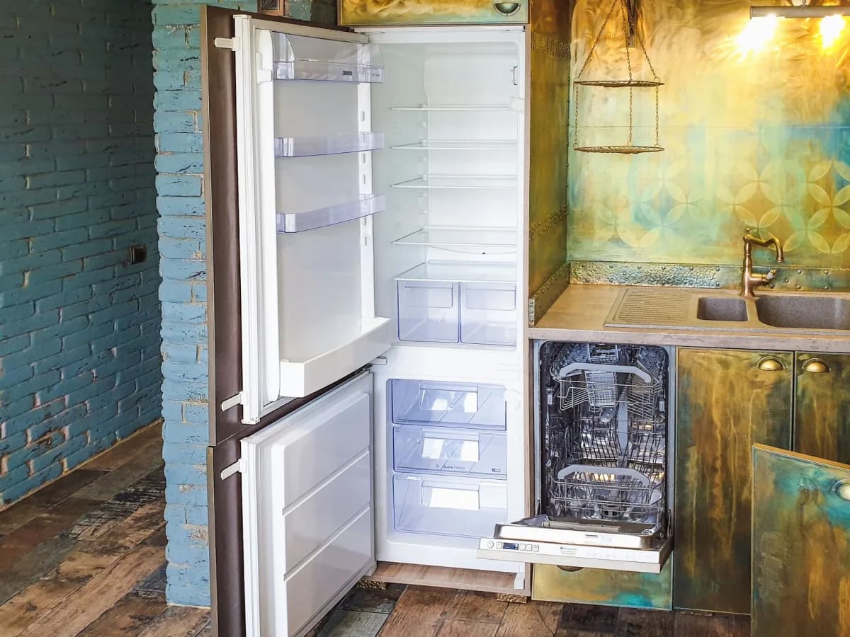 Close-up of broken refrigerator parts