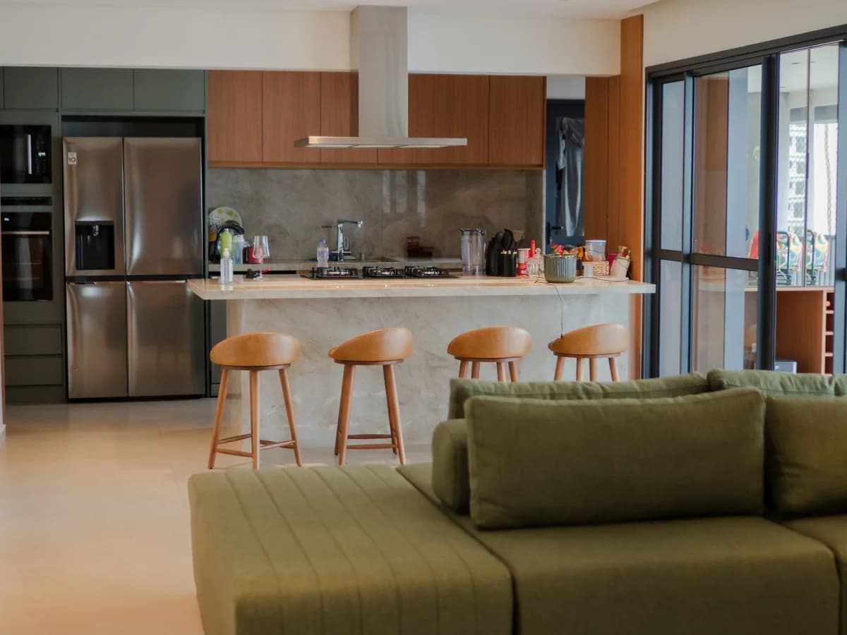 Living room with repaired appliance
