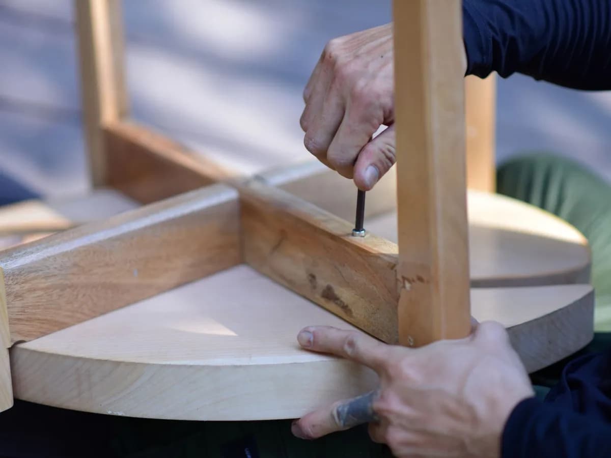 Professional assembling a desk