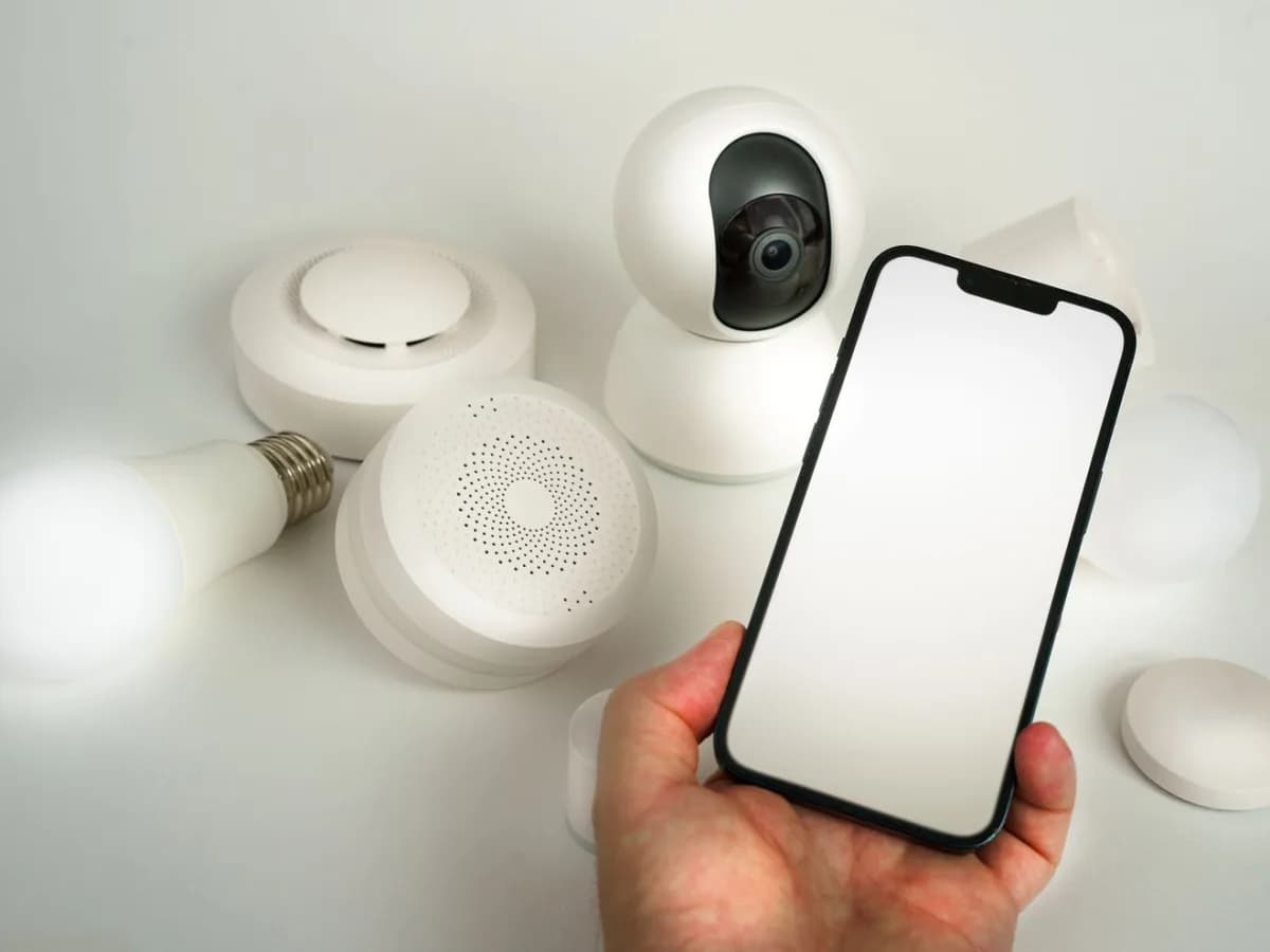 Tablet showing security camera feeds
