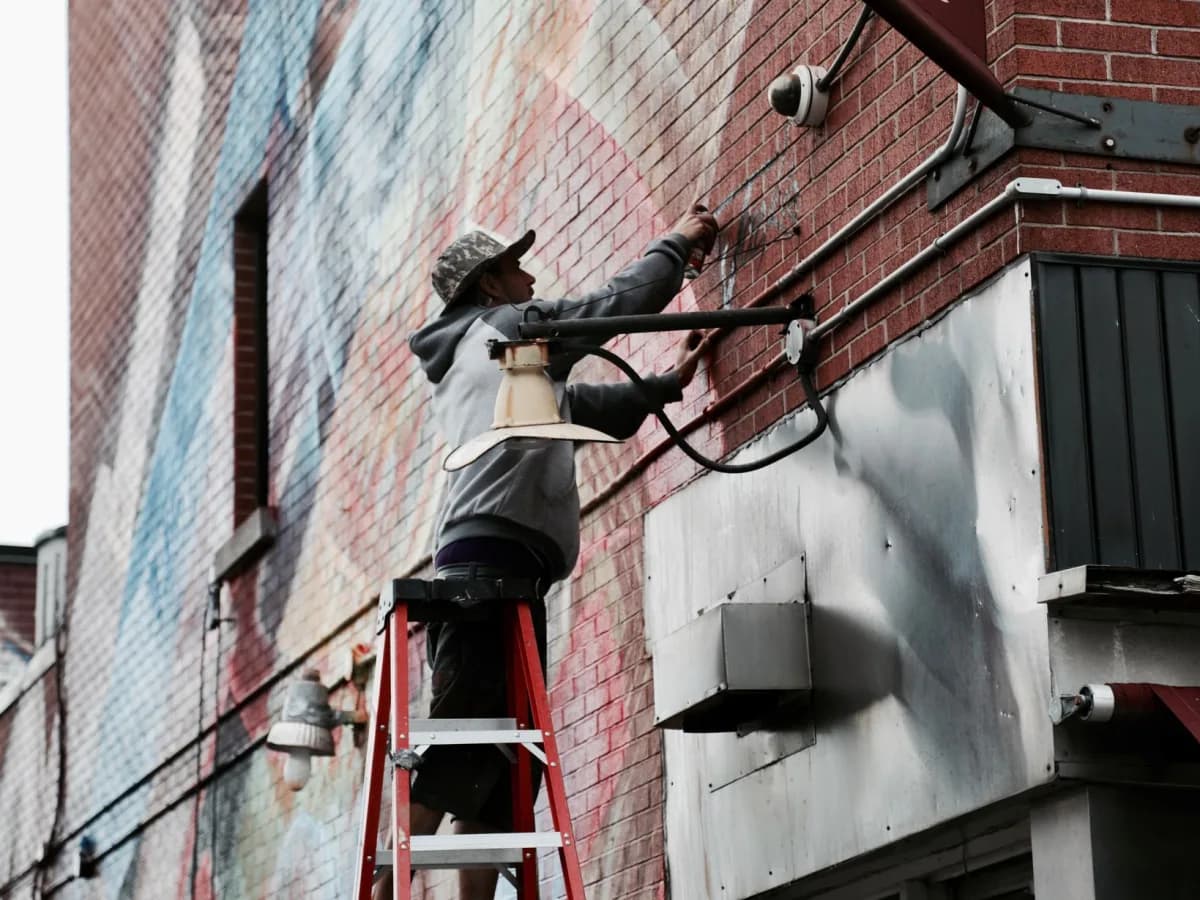Close-up of mounting a security camera