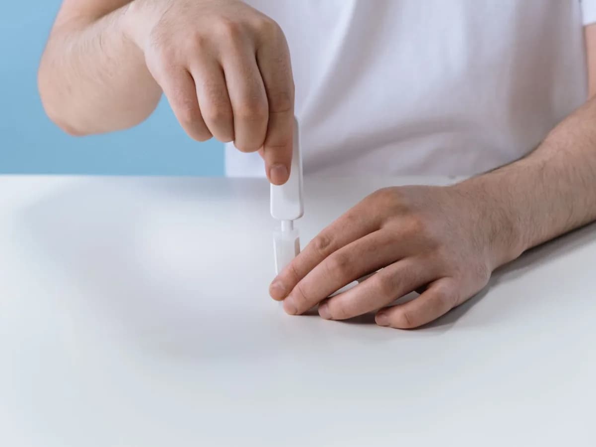 Person checking the effectiveness of bathtub caulk.