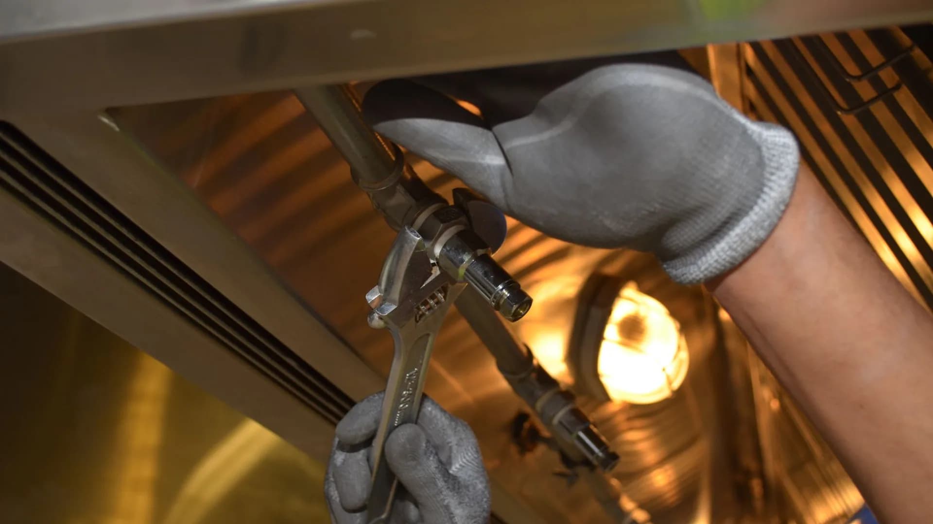 Professional plumber repairing a kitchen sink