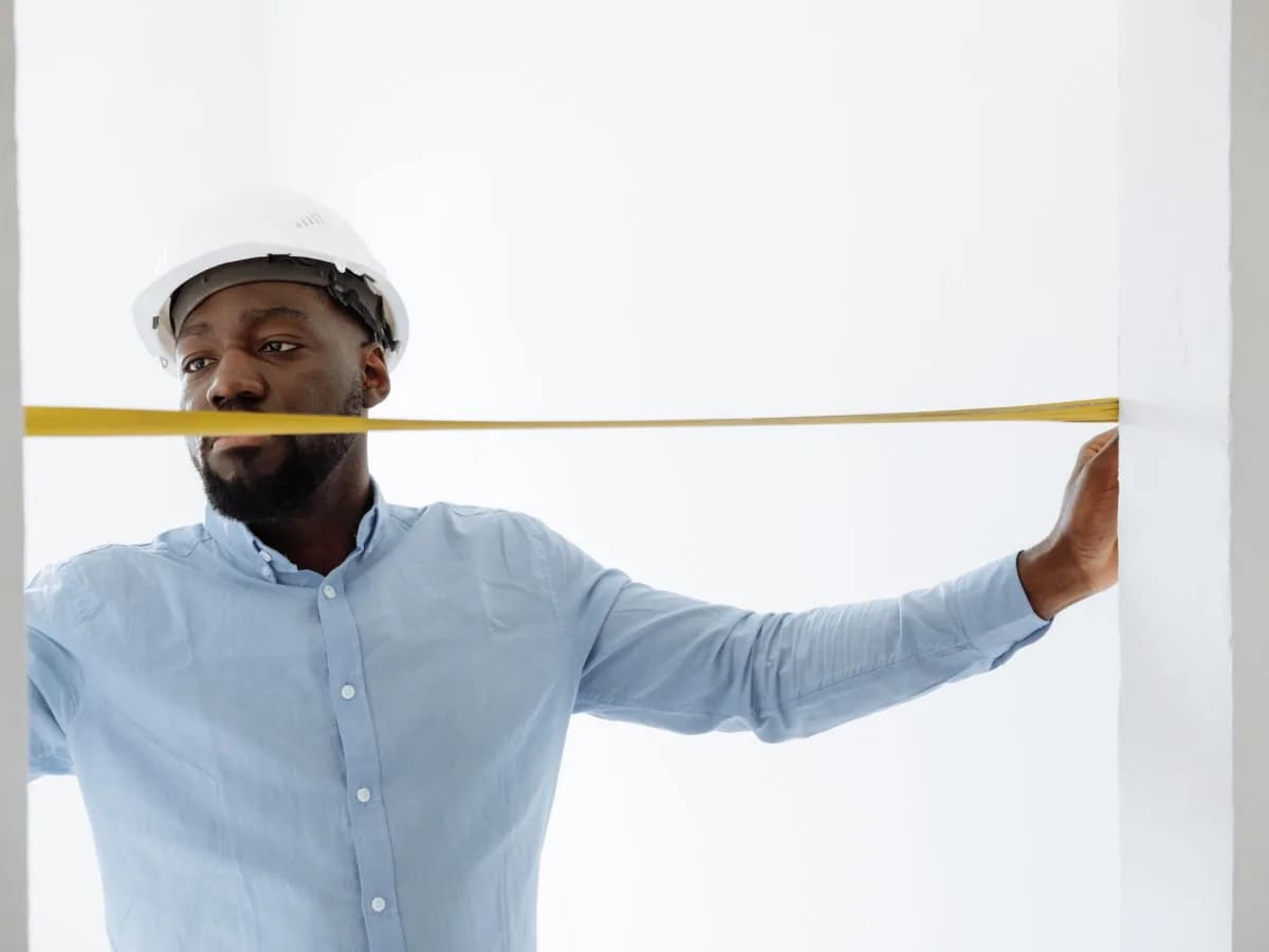 Measuring shower door dimensions for accurate installation.