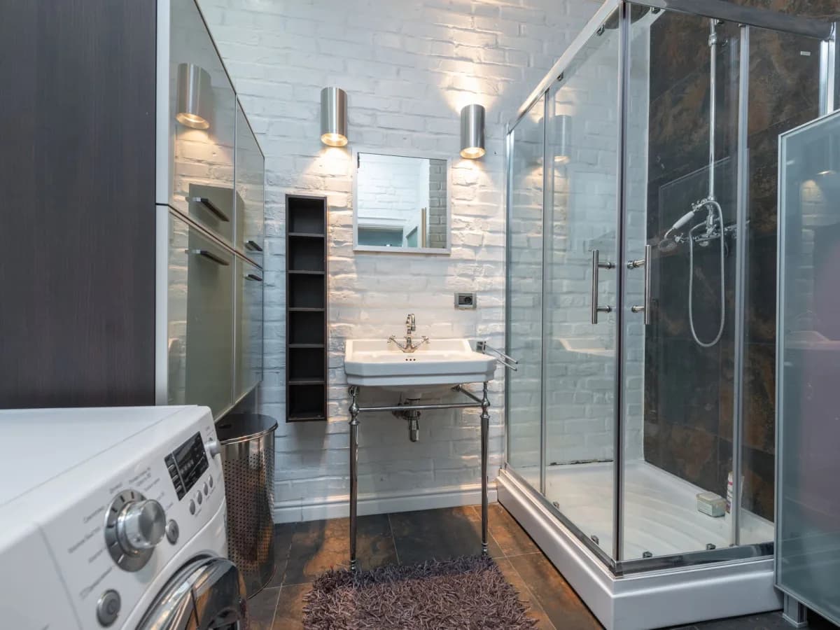 Completed glass shower door installation